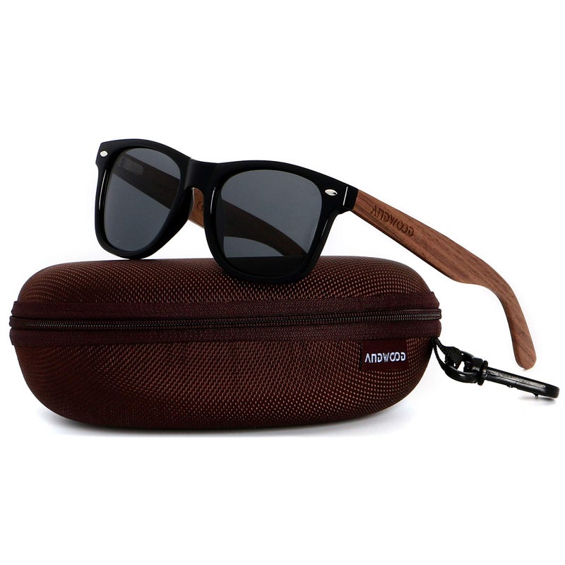 ANDWOOD Wood Sunglasses Polarized for Men Women Uv Protection Wooden Bamboo Frame Mirrored Sun Glasses Black Shades - Image 4